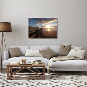A móló, a strand és a tenger képe (üvegen) (70x50 cm)