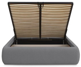 Sötétszürke kárpitozott ágyneműtartós-ágytámla nélkül franciaágy ágyráccsal 180x200 cm Inera – Bobochic Paris