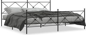 vidaXL fekete fém ágykeret fej- és lábtámlával 193 x 203 cm