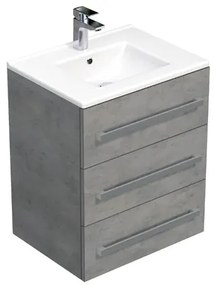 Fürdőszobaszekrény mosdókagylóval SAT Cube Way 60x76,5x46 cm beton matt CUBE46603BEMOD