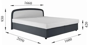 MALIA 160x200 szürke kárpitozott ágy rugós matraccal és ágyneműtartóval