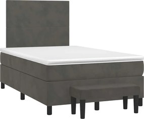 vidaXL sötétszürke bársony rugós ágy matraccal 120x190 cm