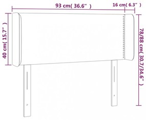 sötétbarna szövet LED-es fejtámla 93 x 16 x 78/88 cm