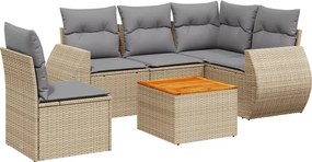 vidaXL 6 részes bézs polyrattan kerti ülőgarnitúra párnával