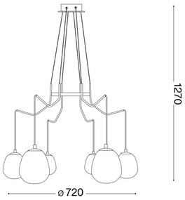 Ideal Lux - LED Csillár zsinóron KAROUSEL 6xG9/3W/230V átm. 72 cm réz