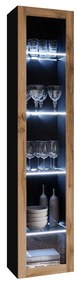 Vitrin 180 üveg Zylia (fekete + wotan tölgy) (fehér LED világítás). 1060030