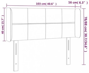 sötétzöld bársony LED-es fejtámla 103 x 16 x 78/88 cm