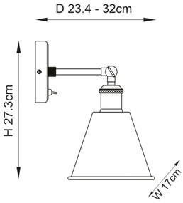 Endon 92866 - Fali spotlámpa HAL 1xE27/10W/230V matt króm/rézszínű