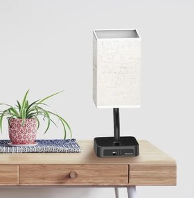 Érintőképernyős éjjeli lámpa Usb-c Usb-a aljzat 230V Led E27 Barna szövet