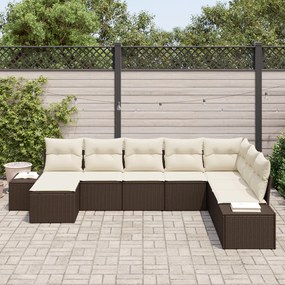 8 darabos kerti kanapészett párnákkal Barna poly rattan