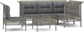 vidaXL 6 részes szürke polyrattan kerti ülőgarnitúra párnákkal