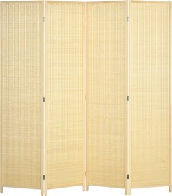 HOMCOM 4-paneles 180 x 180 cm-es Paraván, Bambusból készült, Összecsukható Zajcsökkentő Paraván a Nappaliba, Természetes | Aosom