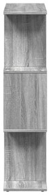 3 szintes szürke sonoma fa elválasztó könyvespolc 70x24x97 cm