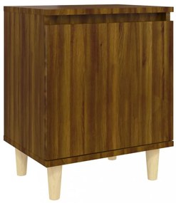 2 db barna tölgy színű éjjeliszekrény fa lábakkal 40x30x50 cm