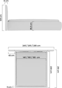 Galin kárpitozott ágy 140x200 cm, ágyneműtartós - bézs könnyen tisztítható Maya 01 szövet