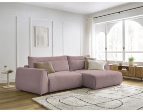 Világos rózsaszín sarokkanapé Aden – Bobochic Paris