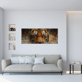 Kép - Portré egy tigris a vízben (120x50 cm)