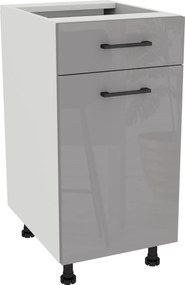 Konyhaszekrény fiók Slim 40 Capri Fehér front Szürke Akril Fényes