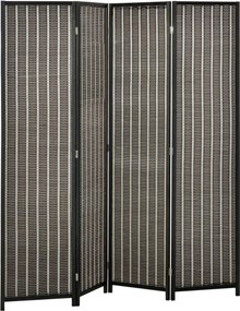 HOMCOM 4-paneles szobai elválasztó 180 x 180 cm bambusz privát képernyő, hajtható szobai elválasztó álló fal nappalihoz barna | Aosom