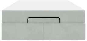 Ágykeret matracmal tárolóval Világosszürke 140 x 190 cm Bársony