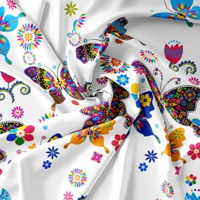 Mikroszálas párnahuzat SZÍNES LEPKE 50x70 cm, fehér