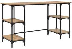 vidaXL Asztal polcokkal Artisan tölgy 140 x 50 x 75 cm Faanyag