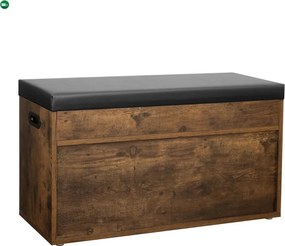 Cipőtároló pad, párnázott ülőfelülettel, rusztikus barna 80x44x30cm