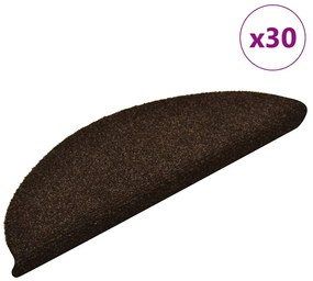 öntapadós lépcsőszőnyegek 30 db, barna, félkör alakú, 56 x 17 x 3 cm