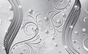 Fotótapéta Gyémántok Ezüstszürke Tekercsekkel Absztrakt 350x250 +ragasztó