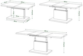Mazzoni ASTON Bézs (Pezsgő) - MODERN DOHÁNYZÓASZTAL NYITHATÓ/MAGASÍTHATÓ ÉTKEZŐASZTAL ÉS DOHÁNYZÓASZTAL EGYBEN