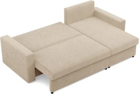 Zeus sarokkanapé, 2 ágyneműtartóval, egyenes kartámasz, kordbársony, univerzális oldal, bonell töltet, bézs