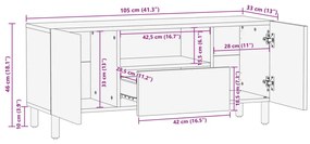 TV Szekrény 105x33,5x46 cm Tömör Akác