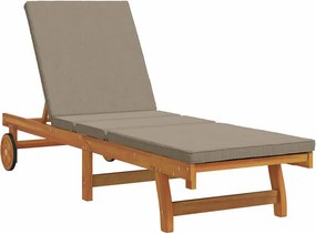 vidaXL Napozó párnával 1-személy Barna 63 x 199 x 85cm Tömör akácfa