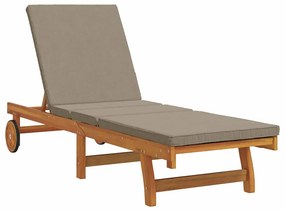 vidaXL Napozó párnával 1-személy Barna 63 x 199 x 85cm Tömör akácfa