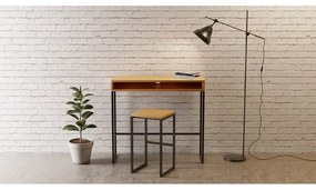 Fekete-natúr színű bárszék tölgyfa dekorral Frame – Woodman