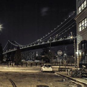 Poszter 80x80cm Esti kilátás a Manhattan hídra az utcáról, Assaf Frank