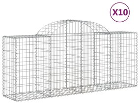 10 db íves horganyzott vas gabion kosár 200x50x80/100 cm