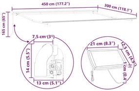 Napernyő tartalmaz Antracit 4.5 x 2.5 m Fém