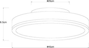 Globo 416080WD2R Mennyezeti lámpa könnyűfém grafit, MDF fa sötét színű, műanyag fehér, ø: 450mm, H: 85mm, LED-del 24W 230V, 3200lm bemenet, 1800lm kimenet, 3000K