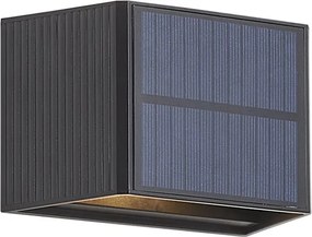 Külső fali lámpa fekete LED-del 2-lámpás IP65 mozgásérzékelővel és napelemmel - Christof