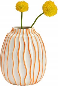 Kerámia váza Hullám narancssárga 18 cm dekoratív váza beltéri használatra