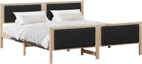 vidaXL Ágykeret fejtámlával Barna és fekete 180 x 200 cm Tömör fenyőfa