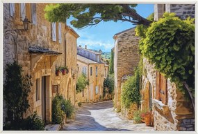 Poszter Alumínium Keret Provence Utca Bérházak Franciaország Nyár 60x40