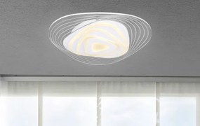 Globo 48546SH Mennyezeti lámpa fehér és átlátszó akril búra, Google Assistant+Alexa, memória, éjszakai fény, színhőmérséklet és , fényerő-szabályzás, Ø:500, H:65, LED 40W 230V, 300-3300lm, színhőmérsékletváltós 3000-6500K