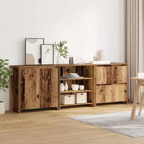 Oldalszekrények 3 pcs Régi fa 70 x 41 x 75 cm Faanyag