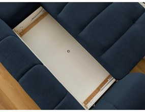 Sötétkék kinyitható-tárolóhelyes sarokkanapé (jobb oldali-heverő résszel) Fuji – Bobochic Paris