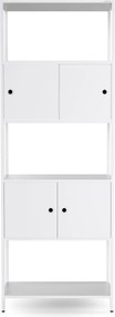 Iratrendező polc zárható szekrénnyel, irodai, nyitott polcok, fém fehér, 800x2200x400 mm: ARIEL