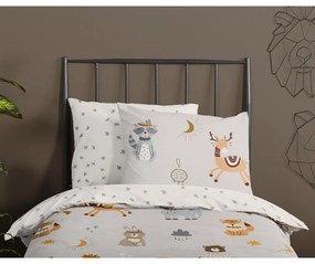 Szürkésbézs egyszemélyes pamut gyerek ágyneműhuzat 140x200 cm Woody – Good Morning