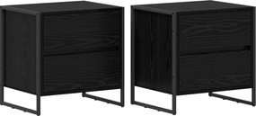 vidaXL Éjjeli asztal 2 pcs Fekete tölgy 50 x 39.5 x 50 cm Faanyag