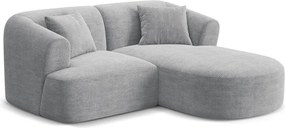 Világosszürke kordbársony sarokkanapé (jobb oldali-heverő résszel) Campi – Cosmopolitan Design